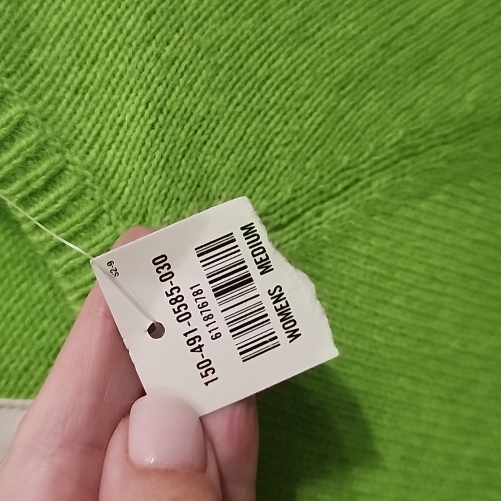 NWT Abercrombie & Fitch Rabbit Hair Blend Neon Green Sweater Size Medium - Picture 3 of 8